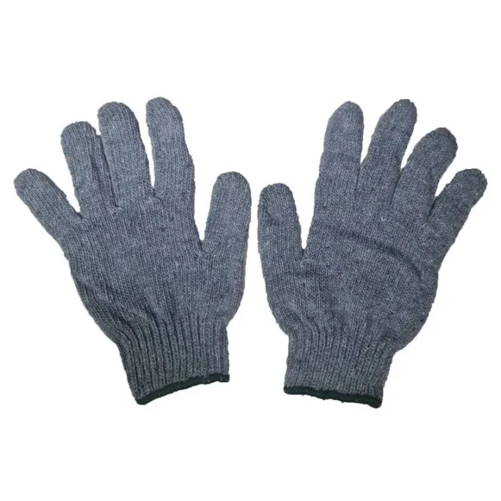 ถุงมือผ้า ถุงมือทอผ้าฝ้าย 4,5,6,7ขีด อย่างหนา (สีขาว/สีเทา) 12คู่ ราคาถูก