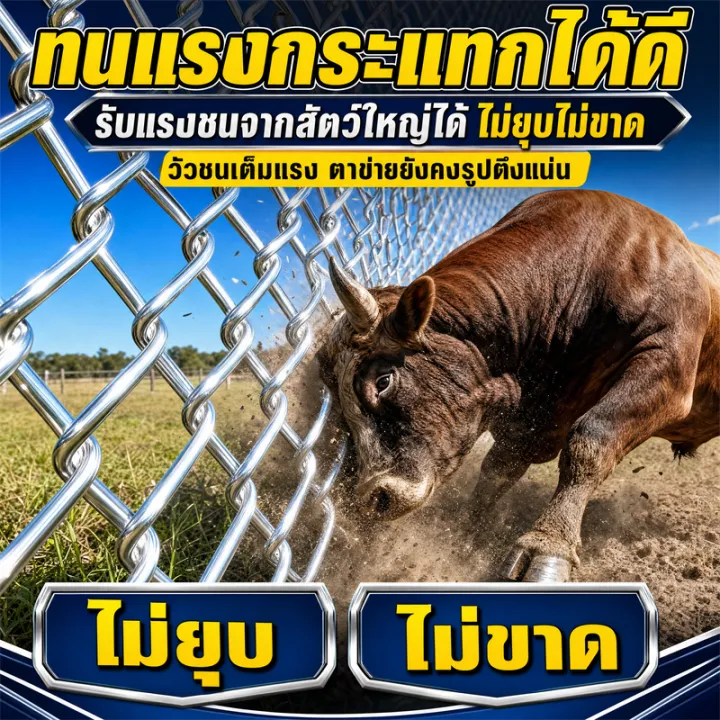 【พร้อมส่ง】ตาข่ายล้อมรั้ว ลวดตาข่ายถัก Chain Link Fence ยาว10m เหล็กชุบกัลวาไนซ์แบบจุ่มร้อนกันสนิม ลวดหนา2.2/2.7/3.2mm แข็งแรงทนทาน ไม่ขาดง่าย ยาว10ม. สูง0.8/1/1.2/1.5ม. รั้วล้อมสวน ล้อมบ้าน ทำกรงสัตว์