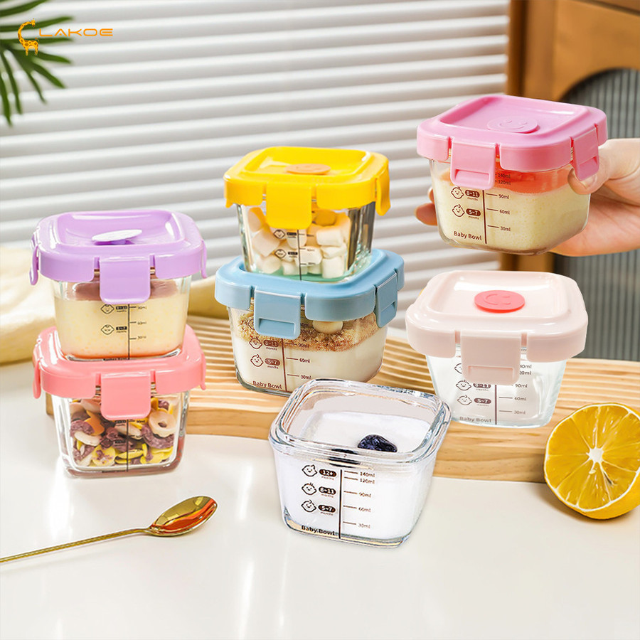 LAKOE ถ้วยเก็บอาหารทารก(3 ชิ้น/ชุด) กล่องเก็บอาหารเด็กเข้าไมโครเวฟได้ เก็บอาหารเด็ก กล่องอาหารเด็ก ถ้วยแก้วใส่อาหารเด็ก