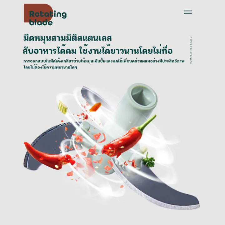 เครื่องบดปั่นกระเทียม ความจุ170/500ml. เครื่องปั่นอาหารแบบมือดึง บดสับ ที่ปั่นอาหารแบบดึง ที่บดกระเทียม