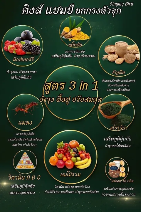 อาหารนกกรงหัวจุก คิงส์แชมป์ สูตรพรีเมี่ยม ขนาด 500 กรัม