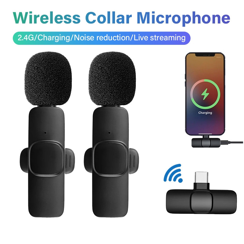 ไมโครโฟนไร้สาย K9 Wireless Microphone K35 แบบพกพา ใช้สําหรับสมาร์ทโฟน ไมค์ไร้สายหนีบเสื้อ ไมค์หนีบปกเสื้อ
