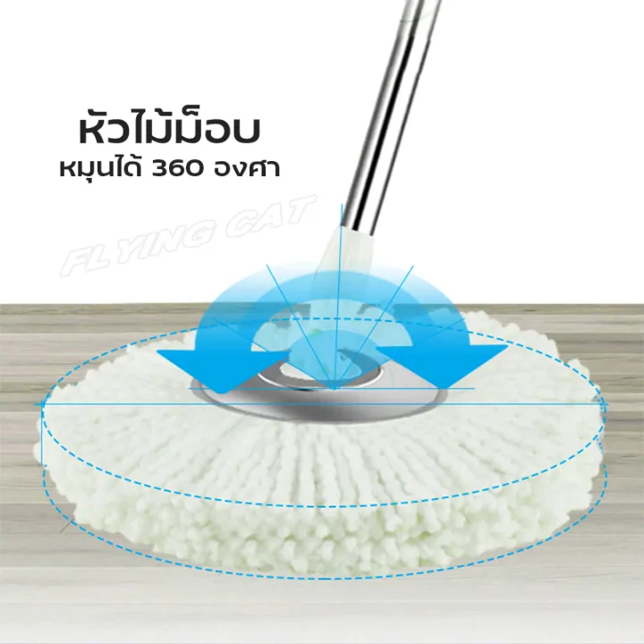 ไม้ถูพื้น ชุดถังปั่นม๊อบ ชุดไม้ม็อบSpin Mop ไม้ถูพื้นสแตนเลส+ถังปั่น ไม้ม็อบอัตโนมัติ พร้อมไม้ถูพื้นและผ้าม๊อบ