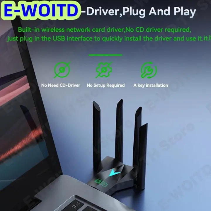 อะแดปเตอร์ WiFi 3.0 USB ความเร็วสูง1300M Dual Band 5G 2.4G การ์ดเครือข่ายไร้สายไม่มีไดรฟ์ซีดีสำหรับคอมพิวเตอร์ตั้งโต๊ะสำนักงาน