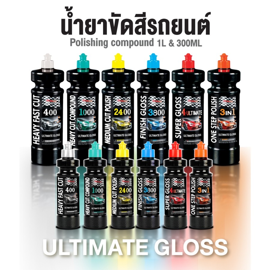 น้ำยาขัดสีและเคลือบเงารถยนต์ ลบรอยขนแมว ขัดลบรอยลึกใช้ร่วมกับฟองน้ำ และแผ่นขัดขนแกะ SUMO AUTO