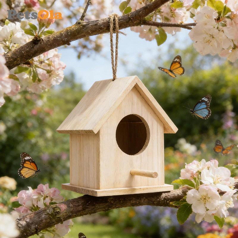 PETSOLA บ้านนกไม้ Bird Nest Replacement Feeder พร้อมเปิด Nesting พร้อม Perch