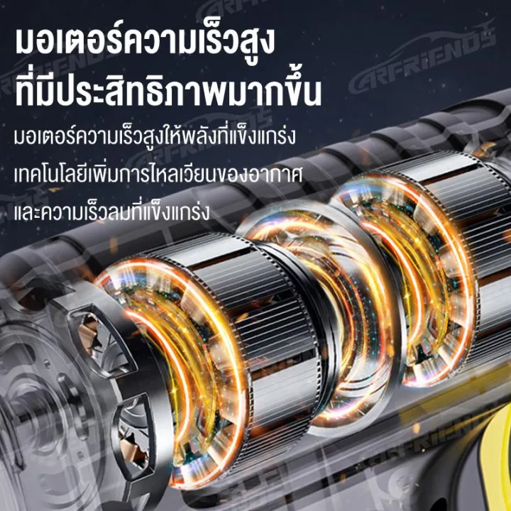 ปั๊มลมแบบไร้สาย จอแสดงผลดิจิตอลอัจฉริยะ ไฟฟ้า ที่สูบลมยางแบบพกพา ปั้มลมรถยนต์