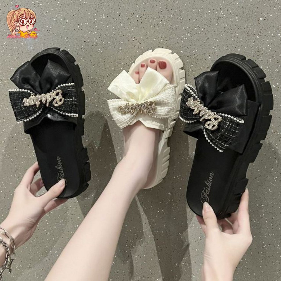 Anna shop รองเท้าแฟชั่นโบว์ มาใหม่ 🎀รองเท้าแตะแฟชั่นสไตล์เกาหลี 📌 แมทช์ได้กับทุกโอกาส T190
